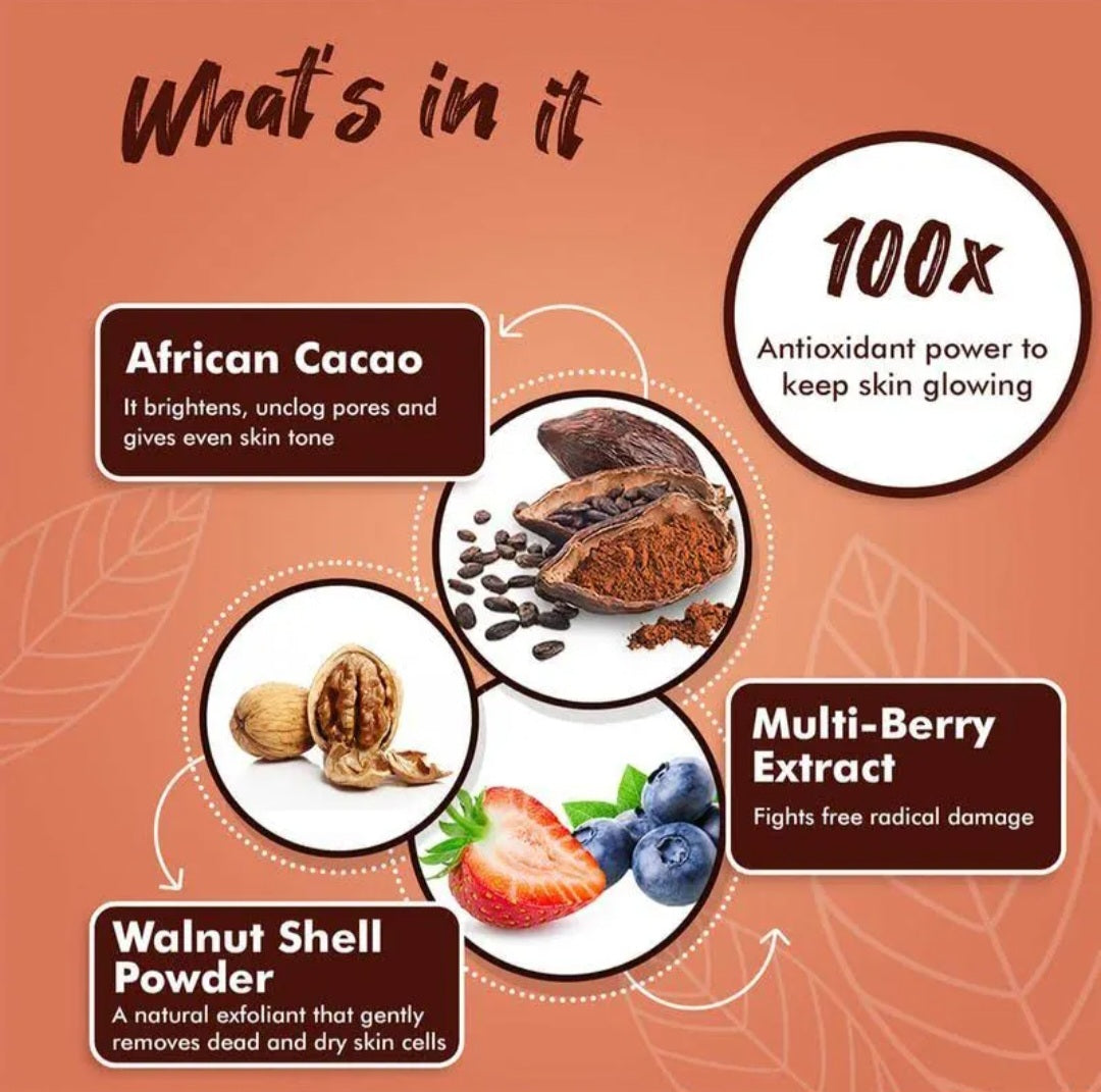 Face Scrub- MyGlamm Super Food Cacao & Berries 2-in-1 Scrub Mask for Nourishing & Brightening Face 50gm