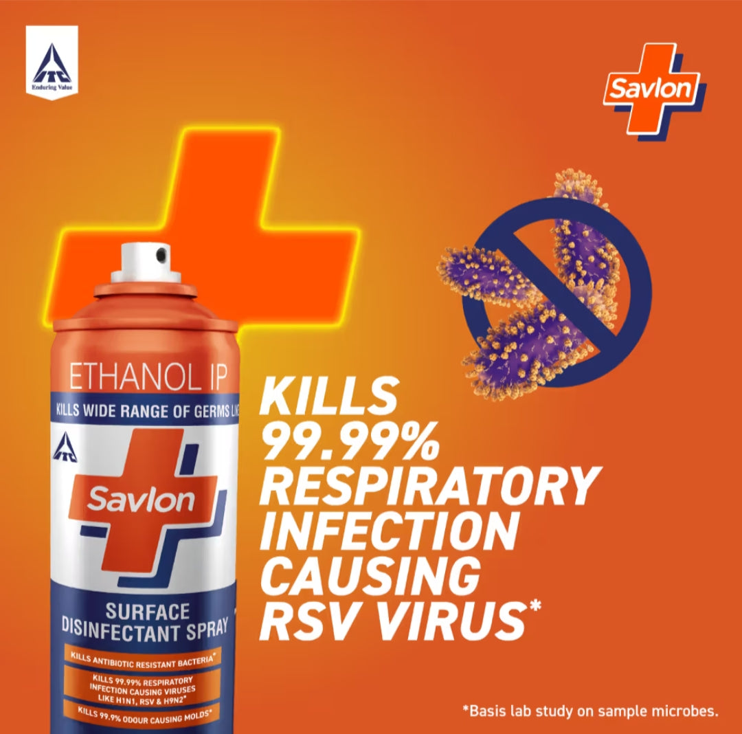 Disinfectant- Savlon Surface Disinfectant Spray which Kills 99.99% a wide range of Germs like Viruses, Bacteria, Fungi and Molds - 95ml/70gm