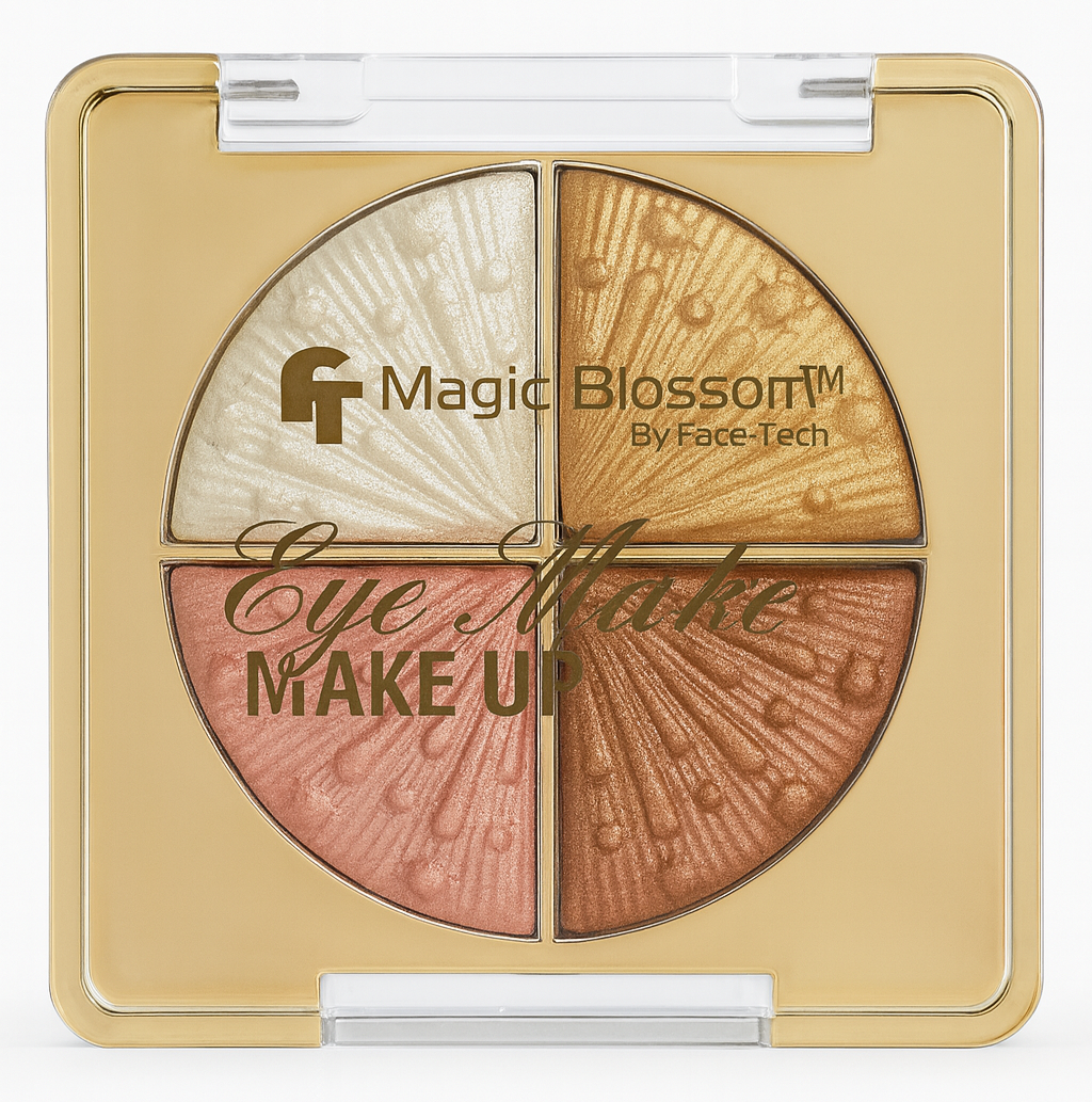 Makeup Eyeshadow- Face Tech's Magic Blossom 4-Color 2-in-1 Makeup Eyeshadow & Highlighter Palette (Shade-02) - 12gm