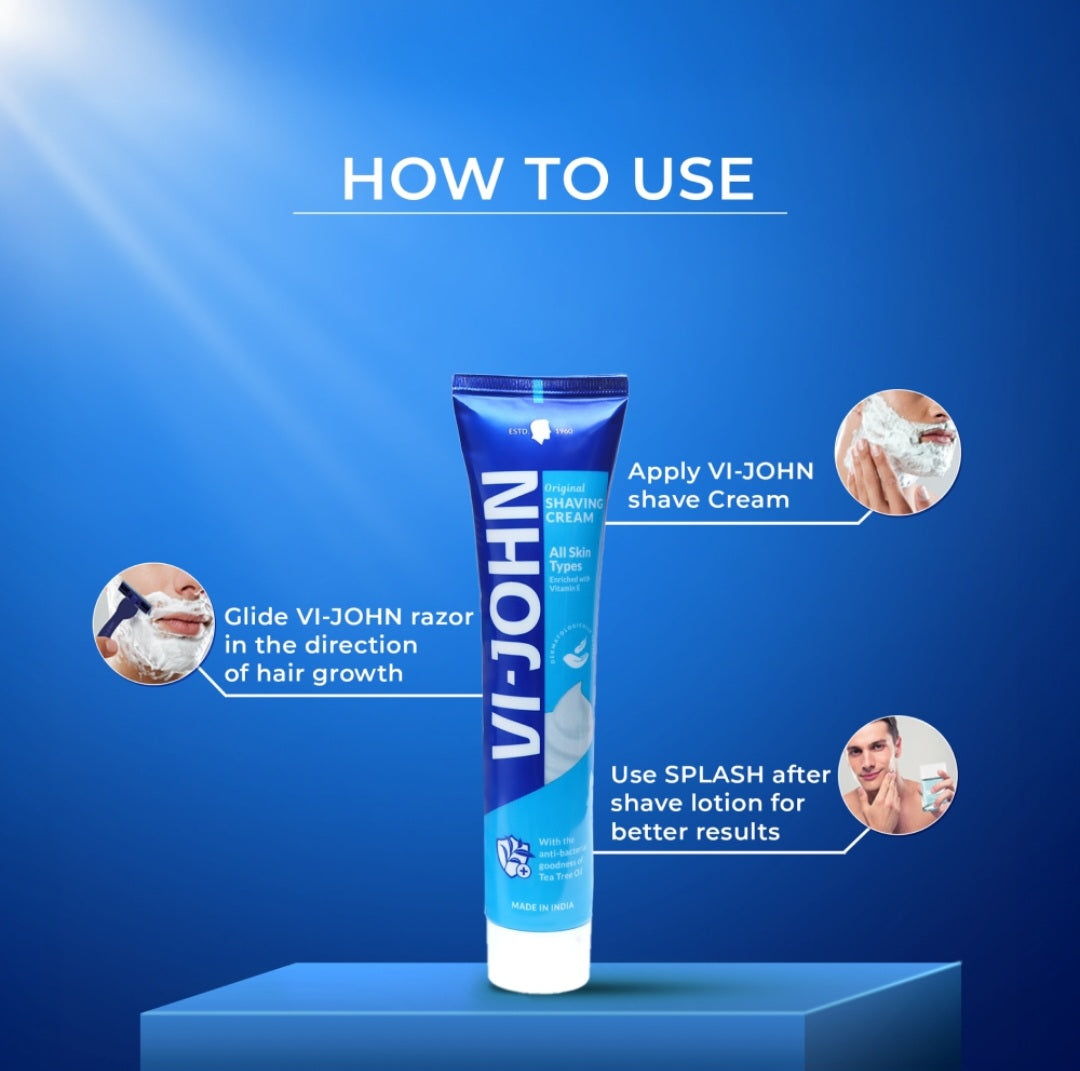 Shaving Cream- Vi-John Original Shaving Cream for all Skin Type 124gm (2 Pieces)