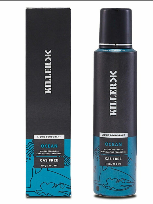 Perfumes & Deodorants- KILLER OCEAN Gas Free Liquid Deodorant for All Day Freshness and Long Lasting Fragrance 150ml