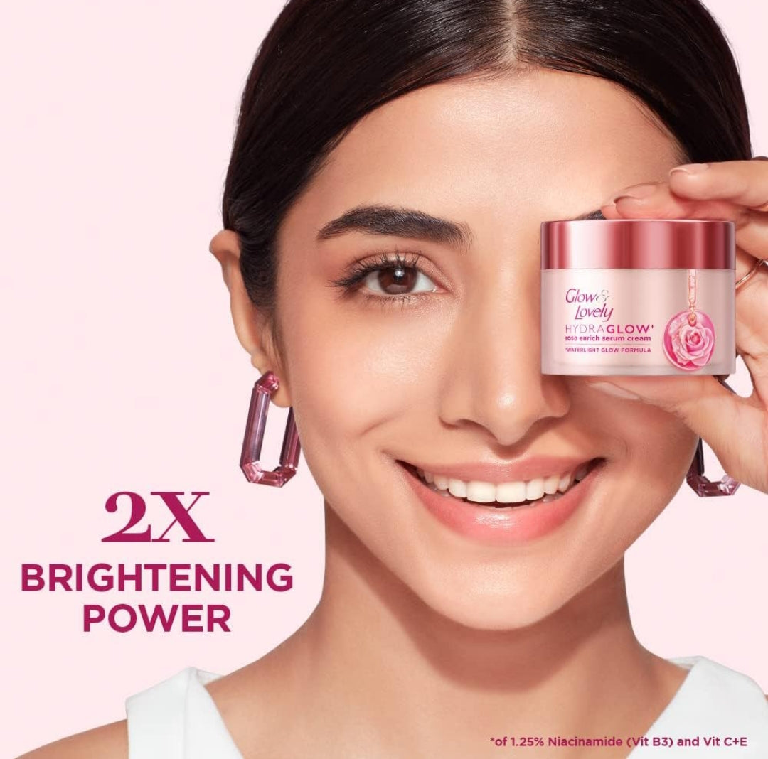 Brightening & Glowing Cream- Glow & Lovely Hydra Glow Rose Serum Cream 25gm