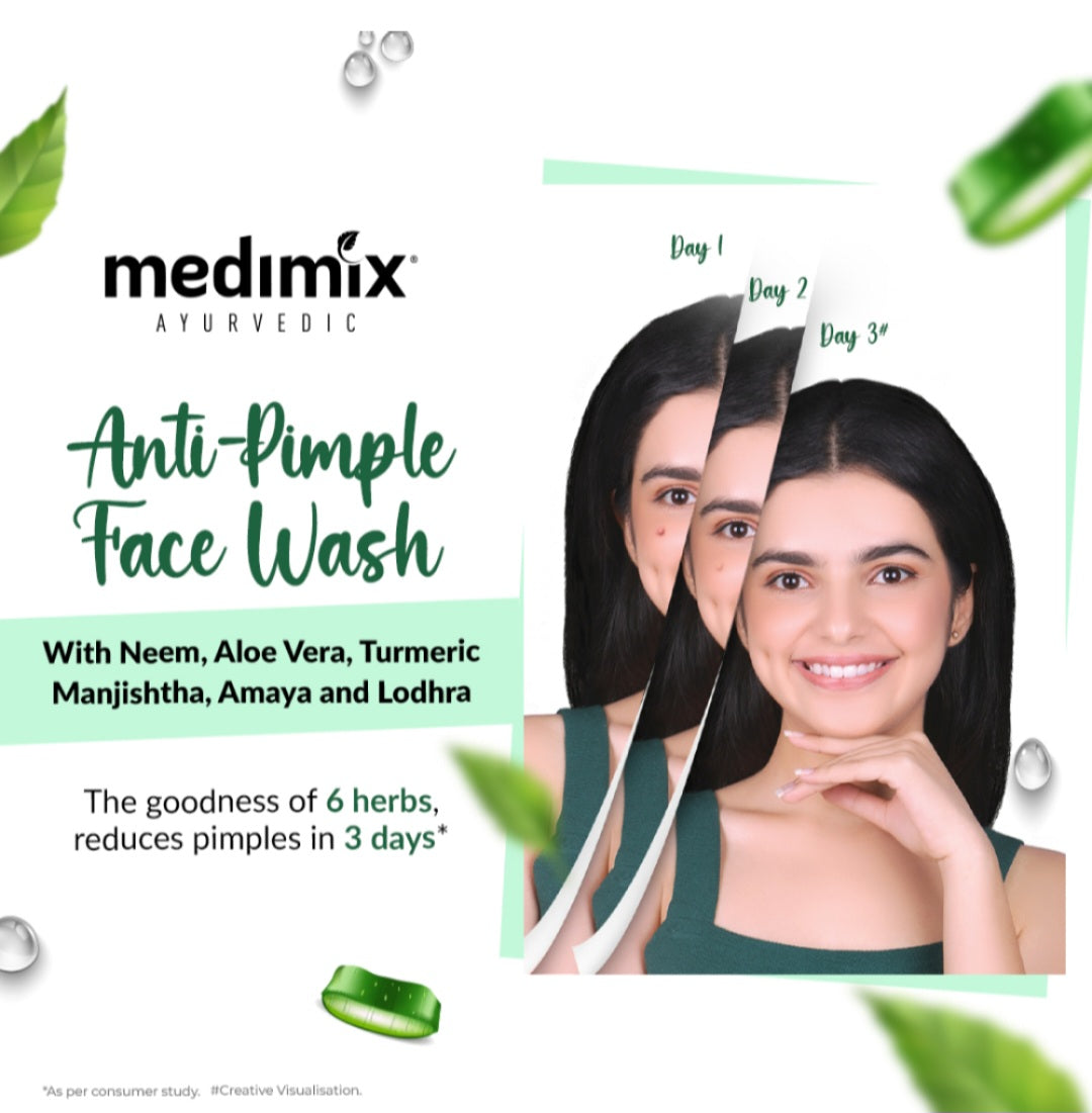 Face Wash- Medimix Ayurvedic Anti Pimple Face Wash with Neem, Aloe Vera and Turmeric which Reduces and Prevents Pimples 100ml