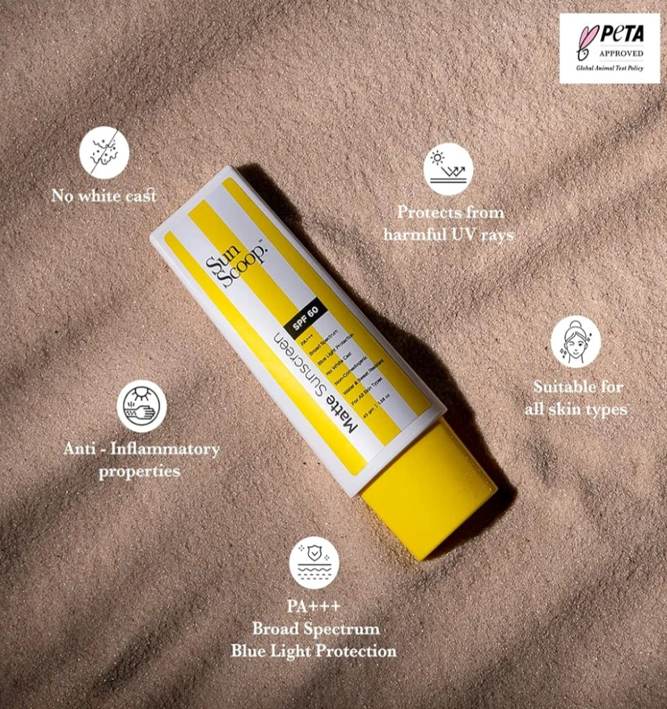 Sunscreen- Sun Scoop (A Product of Bare Antomy) Matte SPF 60 PA+++ Sunscreen Gel For Women & Men With UV Filter Zinc Oxide. Non-Comedogenic, Broad Spectrum, Water & Sweat Resistant, No White Cast, Photostable For Oily & Dry Skin 45gm