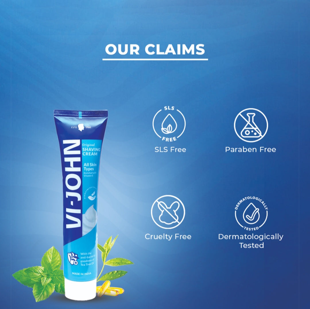 Shaving Cream- Vi-John Original Shaving Cream for all Skin Type 124gm (2 Pieces)