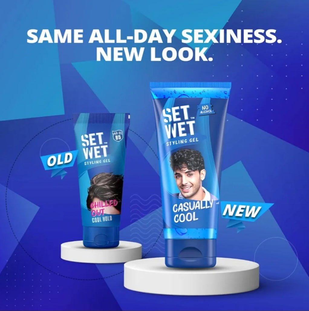 Men's Shaving, Styling and Grooming- SET WET Casually Cool Styling Gel - 50ml