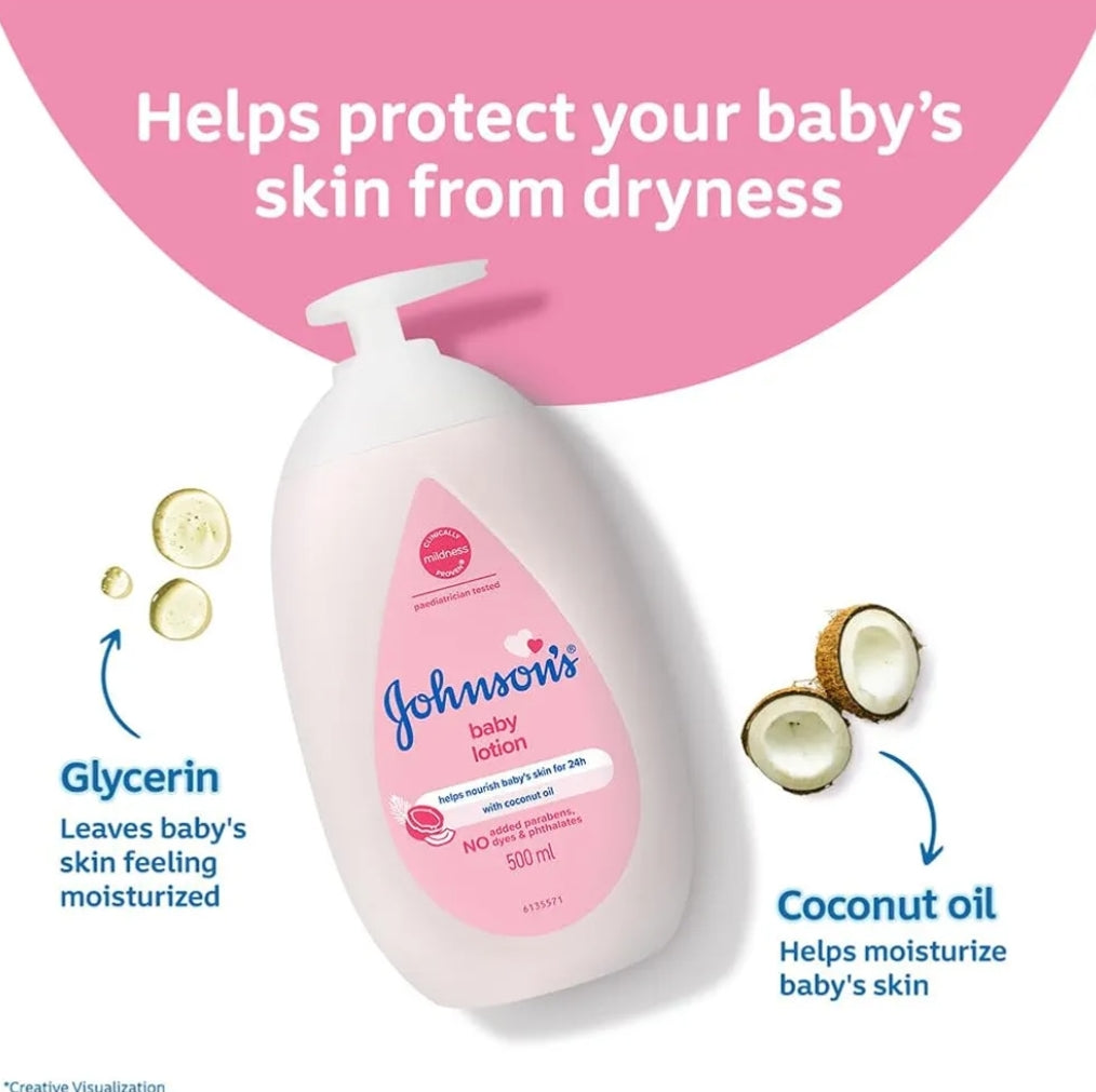 Baby Care Products- Johnson's Baby Lotion Enriched with Coconut Oil which Nourishes Baby's Skin for 24Hr - 100ml