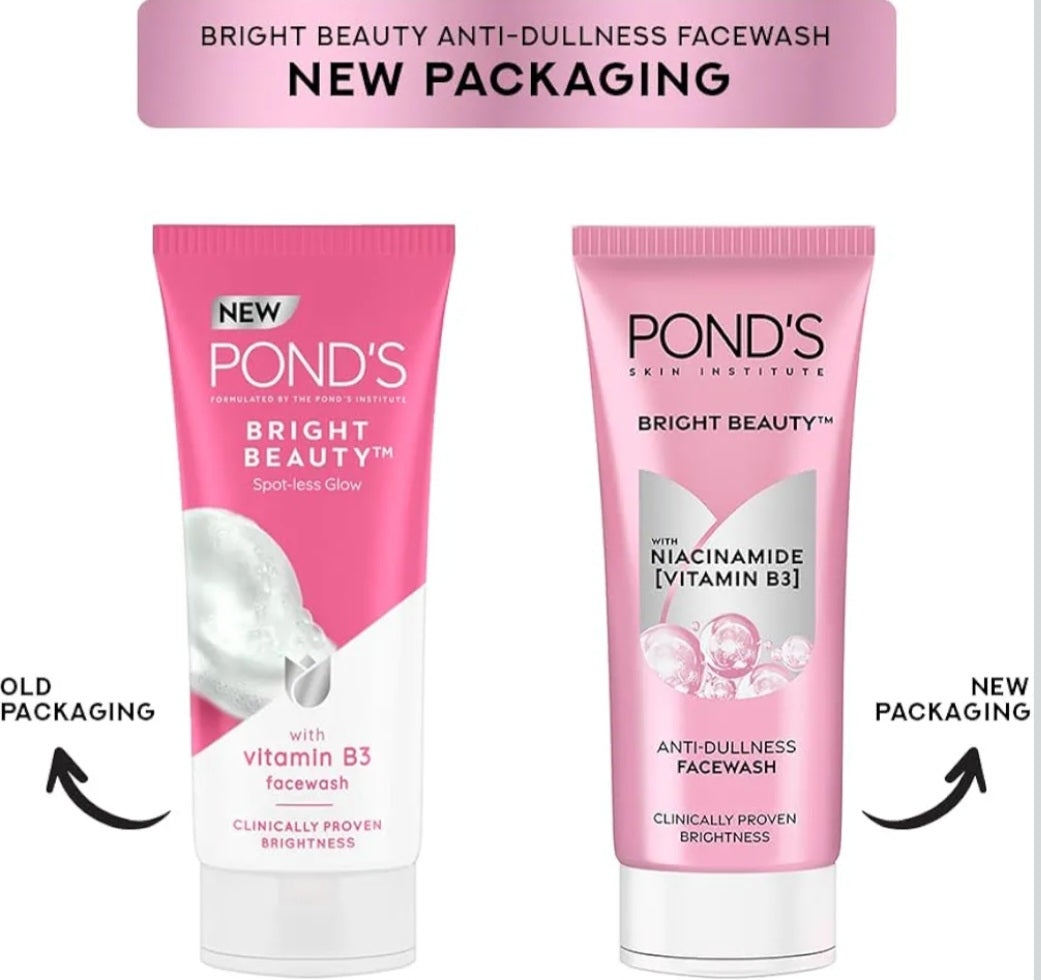 Face Wash- POND'S Bright Beauty with Niacinamide (Vitamin-B3) Anti-Dullness Face Wash 50gm