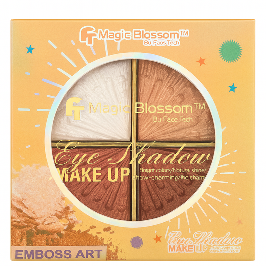 Makeup Eyeshadow- Face Tech's Magic Blossom 4-Color 2-in-1 Makeup Eyeshadow & Highlighter Palette (Shade-01) - 12gm