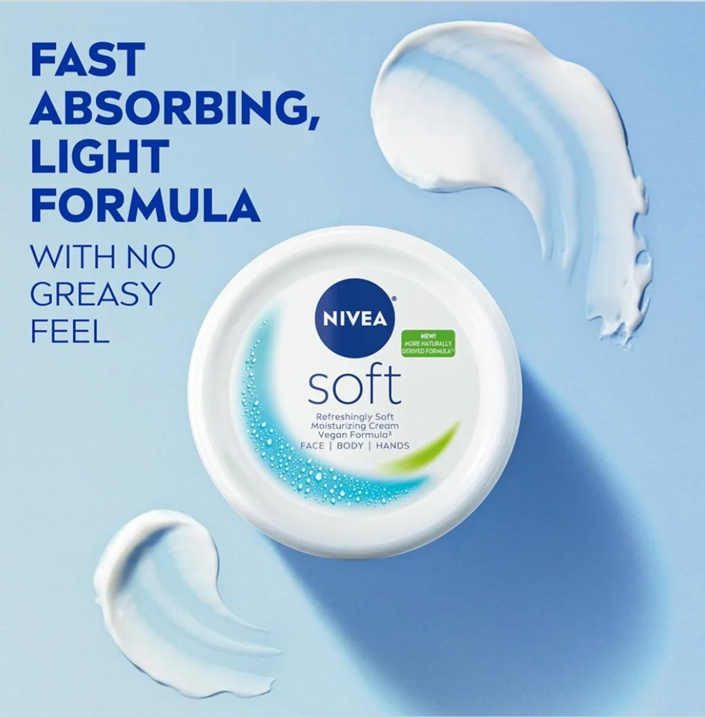 Lotions & Moisturizers- NIVEA Soft Light Moisturizing Cream for Face, Body and Hands. Quick absorbing formula enriched with Jojoba Oil & Vitamin-E 25ml