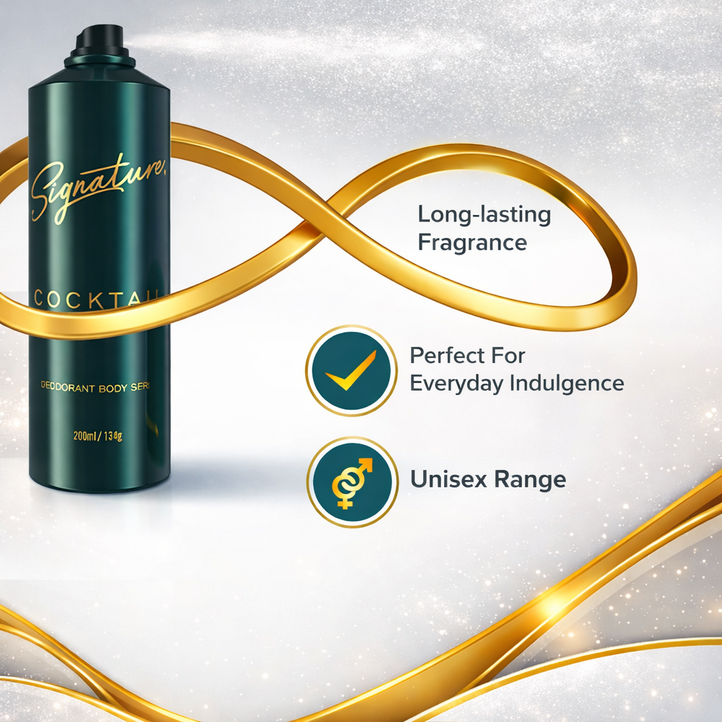 Perfumes & Deodorants- Signature COCKTAIL Unisex Long-Lasting Fragrance Body Spray which Includes Notes of Plum, Black Currant, Kiwi, Bergamot, Tobacco and Sea Water - 200ml