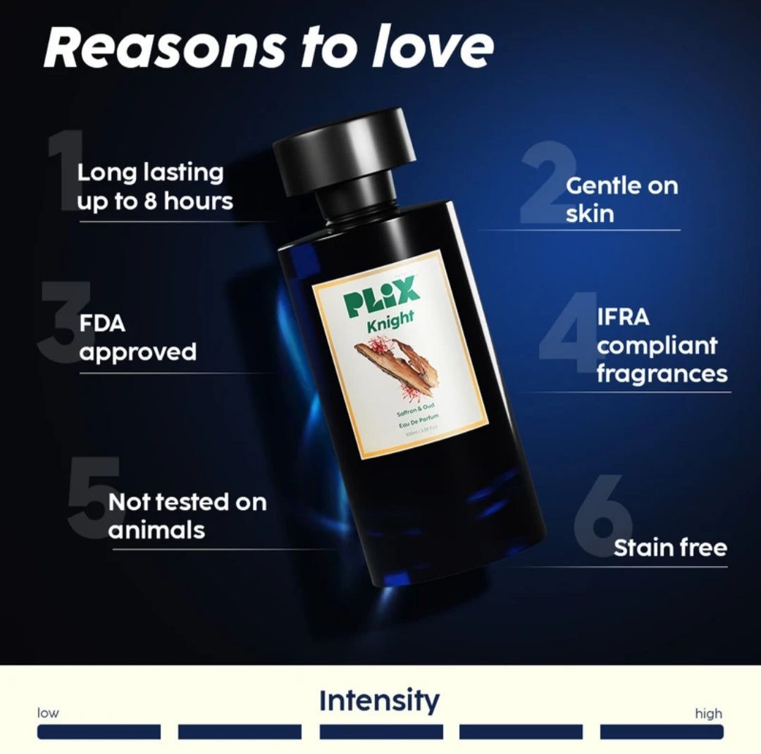 Perfumes & Deodorants- PLIX Knight Saffron & Oud Perfume 100ml