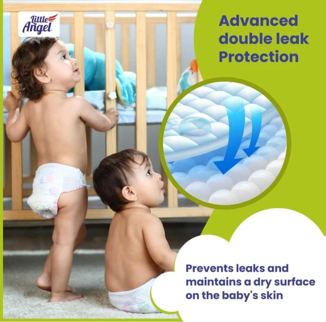 Baby Diapers & Pants- Little Angel Popular Pants with Long-Lasting 12 Hours Protection - Pack of Medium (M) Size 30 Pieces