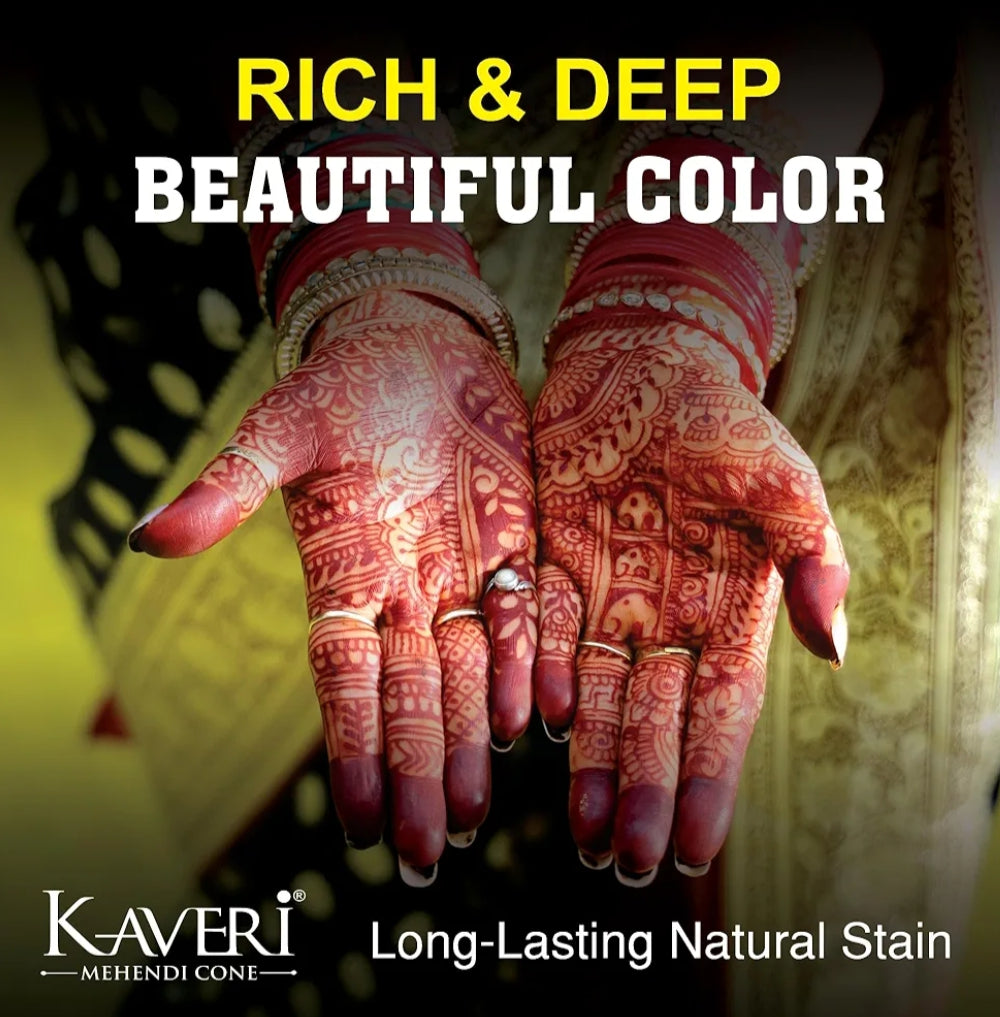 Mehandi- Kaveri Fastest Staining Rich Colour Mehandi Cone Box of 12 Pieces