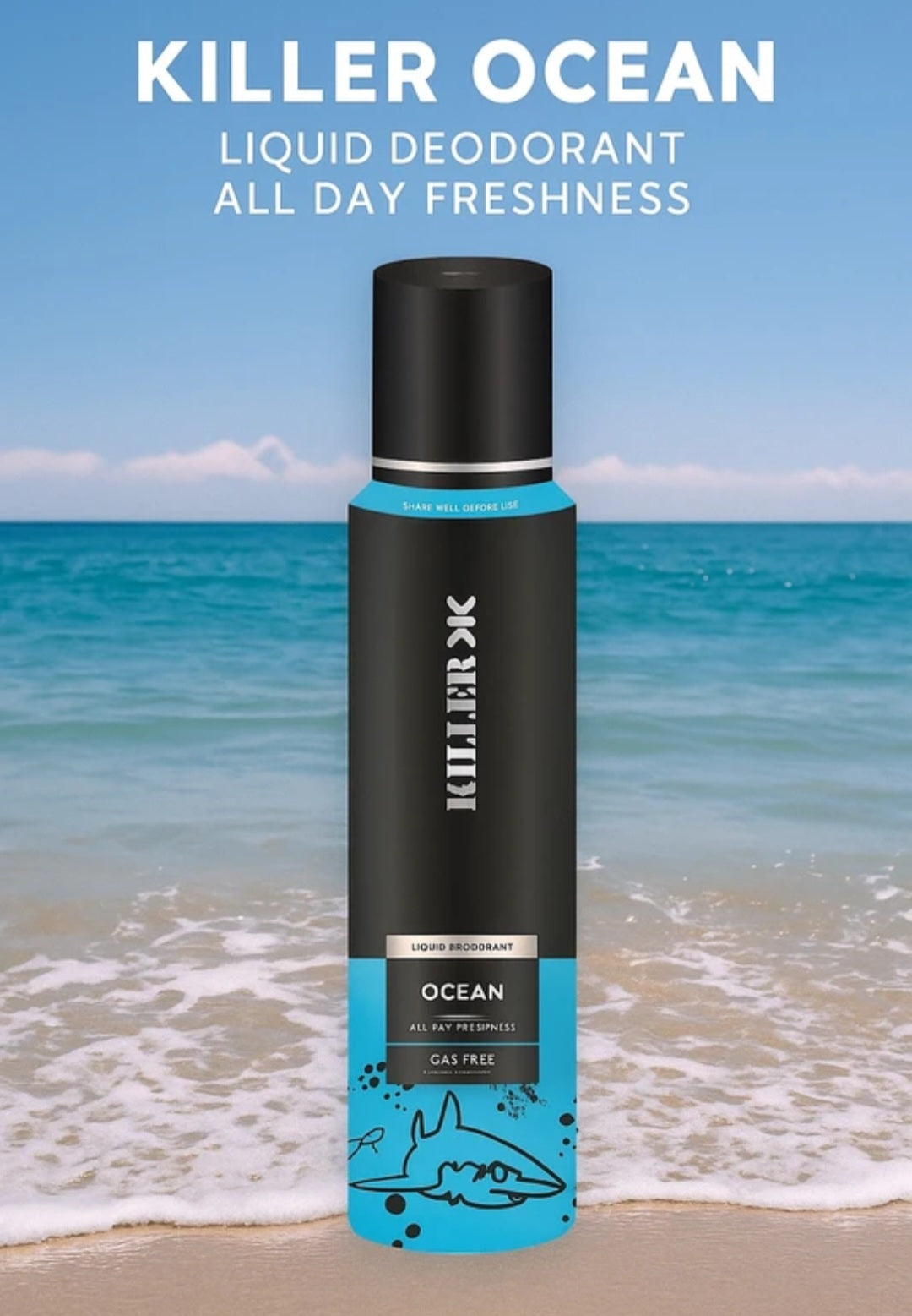 Perfumes & Deodorants- KILLER OCEAN Gas Free Liquid Deodorant for All Day Freshness and Long Lasting Fragrance 150ml