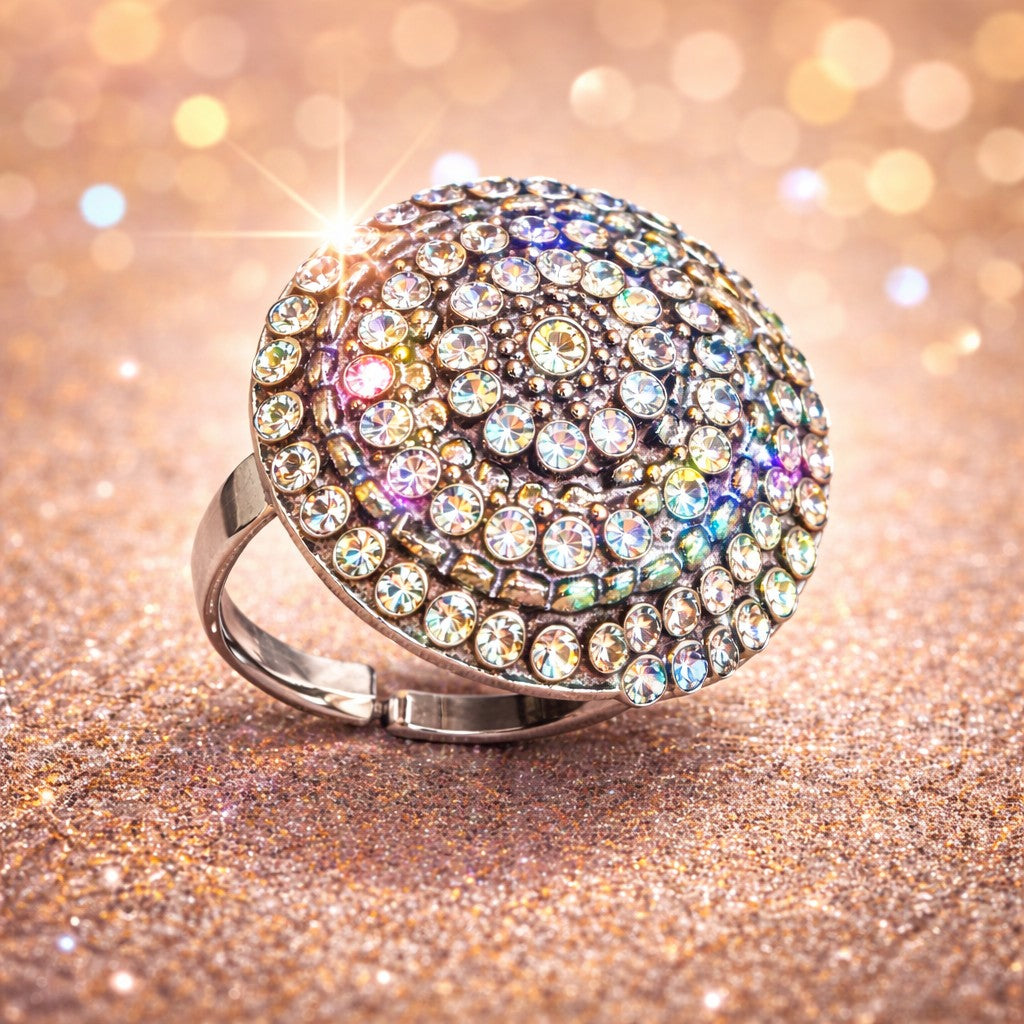 Artificial Jewellery - Finger Rings - Premium Multi-Color Crystal Adjustable Finger Ring for Women | Sparkling Party Wear Ring | Stylish Fashion Jewellery