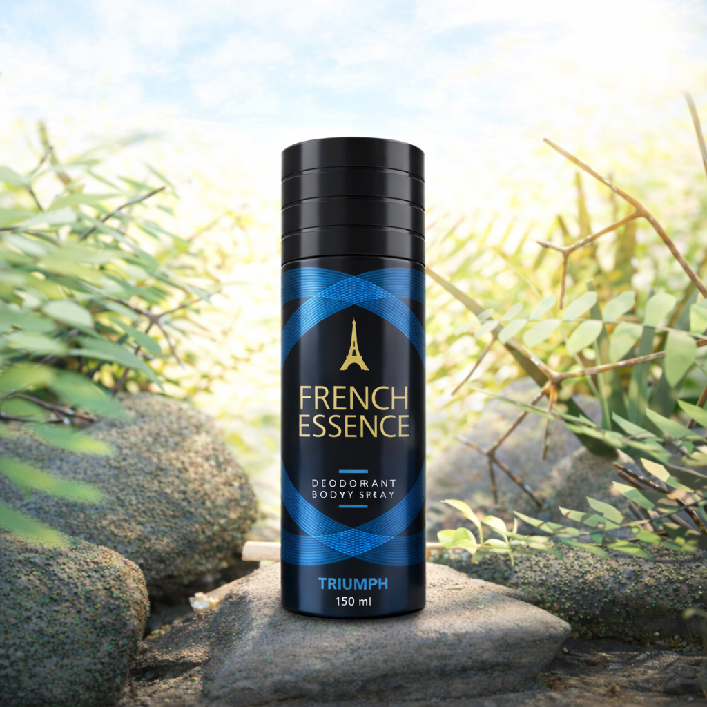 Perfumes & Deodorants- French Essence TRIUMPH Unisex Long-Lasting Deodorant Body Spray with Key Fragrance Notes include Top Notes of Bergamot, Neroli, and Lemon, with Base Notes of Cedarwood and Musk - 150ml