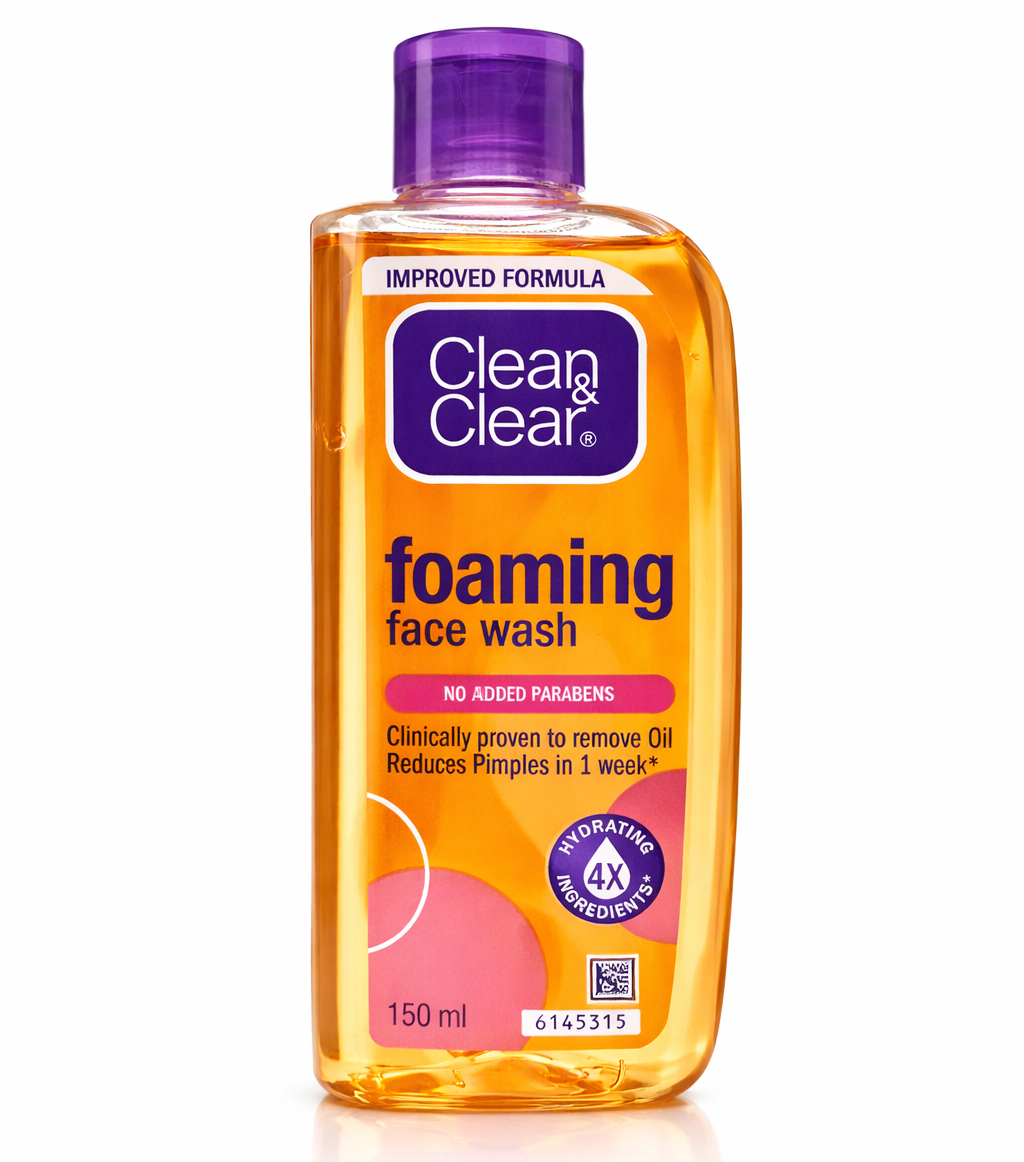 Face Wash- Clean & Clear Foaming Face Wash which is Clinically Proven to Remove Oil and Reduces Pimples in 1 Week - 150ml