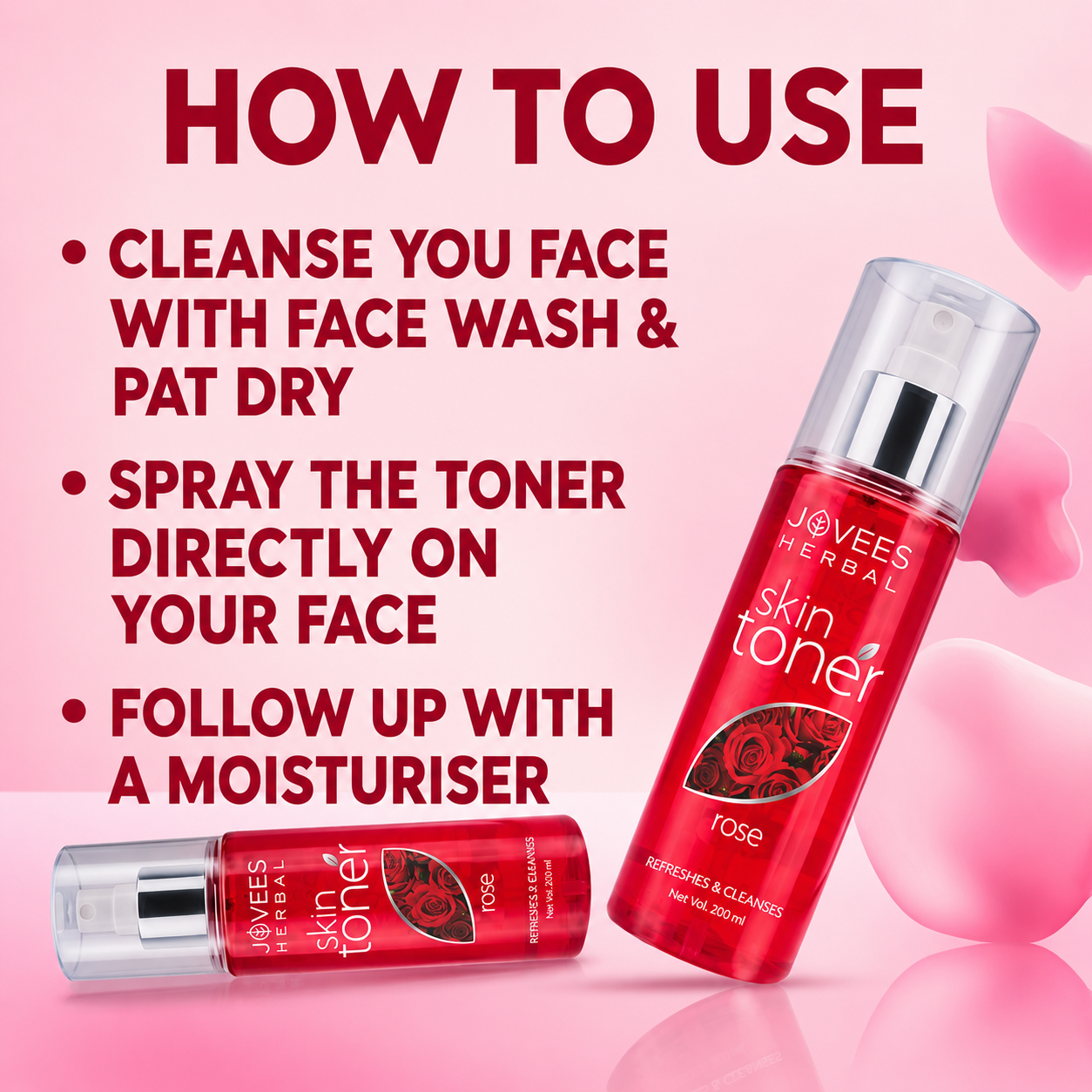 Skin Toner- JOVEES Herbal's Rose Skin Toner which Refreshes & Cleanses Naturally - 100ml