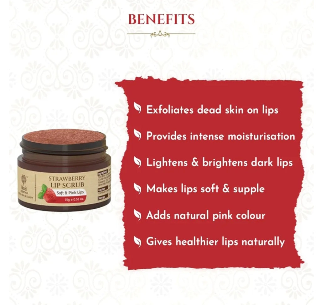 Lip Scrub- Khadi Strawberry Lip Scrub for Soft & Pink Lips 15gm