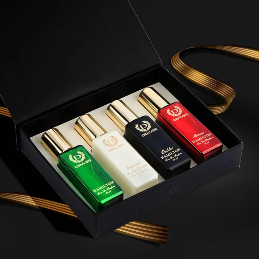 Perfumes & Deodorants- DENVER Exclusive Collection of 4 Magical Long Lasting Perfumes (Hamilton, Imperial, Caliber & Golden Sands) 80ml (20ml each)