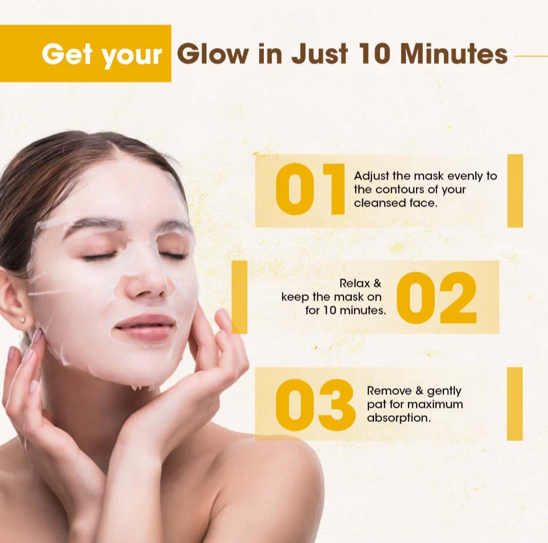 Face Sheet Mask- TAC Ayurveda's Ubtan Serum Sheet Mask with Haldi & Chandan for DeTan & Detox the Skin 22ml