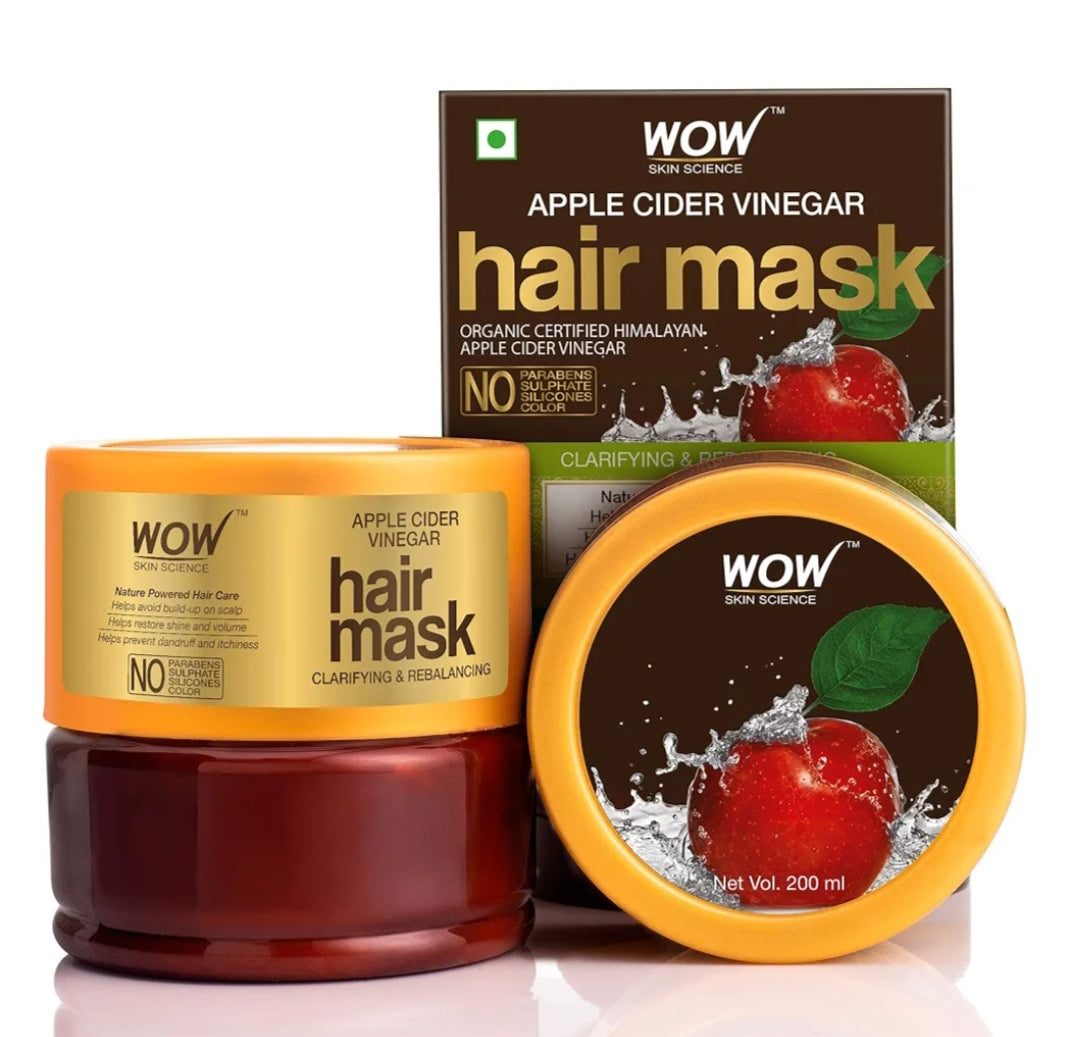 Hair Mask- WOW Apple Cider Vinegar Hair Mask Clarifying and Rebalancing which Helps in Restoring Shine & Volume and Prevents from Dandruff & Itchiness - 200ml