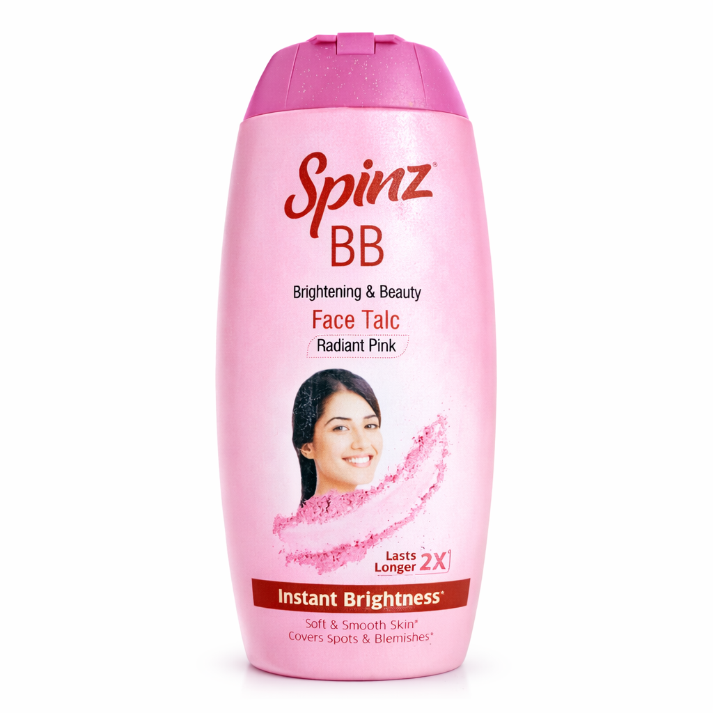 Face & Body Powder- Spinz BB Brightening & Beauty Radiant Pink 2X Lasts Longer Face Talc for Instant Brightness 25gm