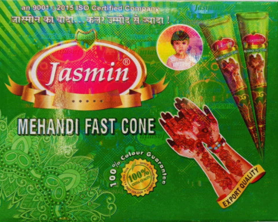 Mehandi- Jasmin Fast Staining Rich Colour Mehandi Cone Box of 12 Pieces