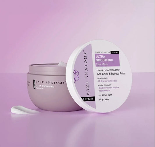 Hair Mask- Bare Anatomy EXPERT Ultra Smoothing Mask Enriched with ingredients like Niacinamide and a carbohydrate complex, which help improve hair condition, maintain moisture balance, and nourish coarse, dry, and frizzy strands - 250gm