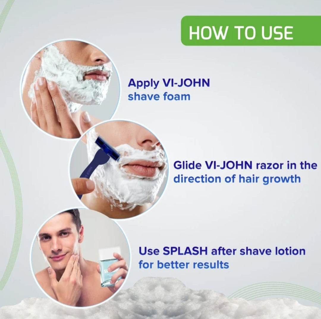 Shaving Foam- Vi-John Buttery Cool Shaving Foam enriched with Vitamin-E & Anti-Bacterial Goodness of Tea Tree Oil, Suitable for Sensitive Skin - 400gm (300gm +100gm Free)