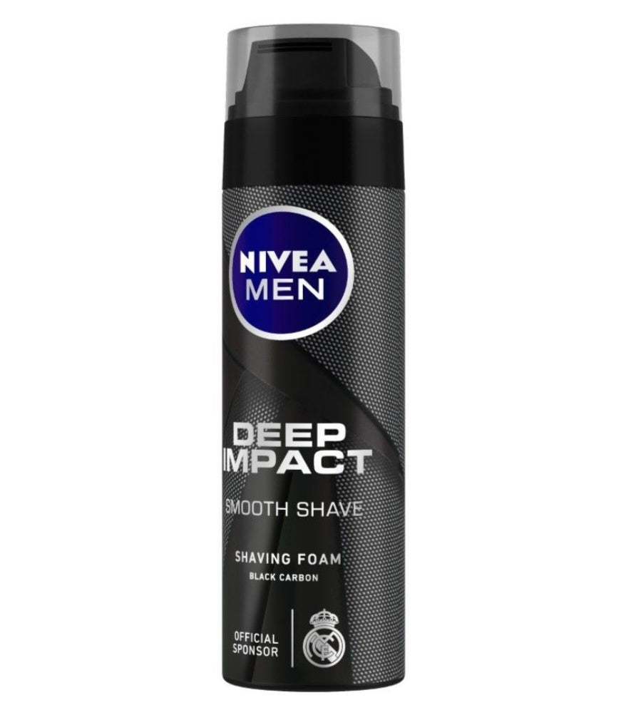 Shaving Foam- NIVEA MEN'S Deep Impact Smooth Shaving Foam Enriched with Black Carbon  - 200ml