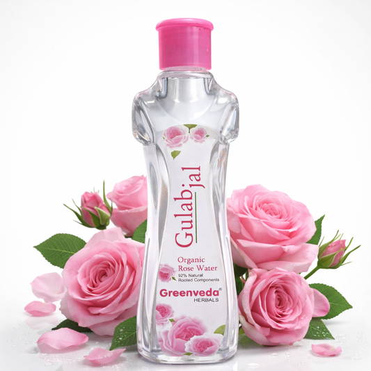 Rose Water- Greenveda Herbal's Gulabjal Organic Rose Water enriched with 92% Natural Rooted Components for Glowing Skin - 125ml