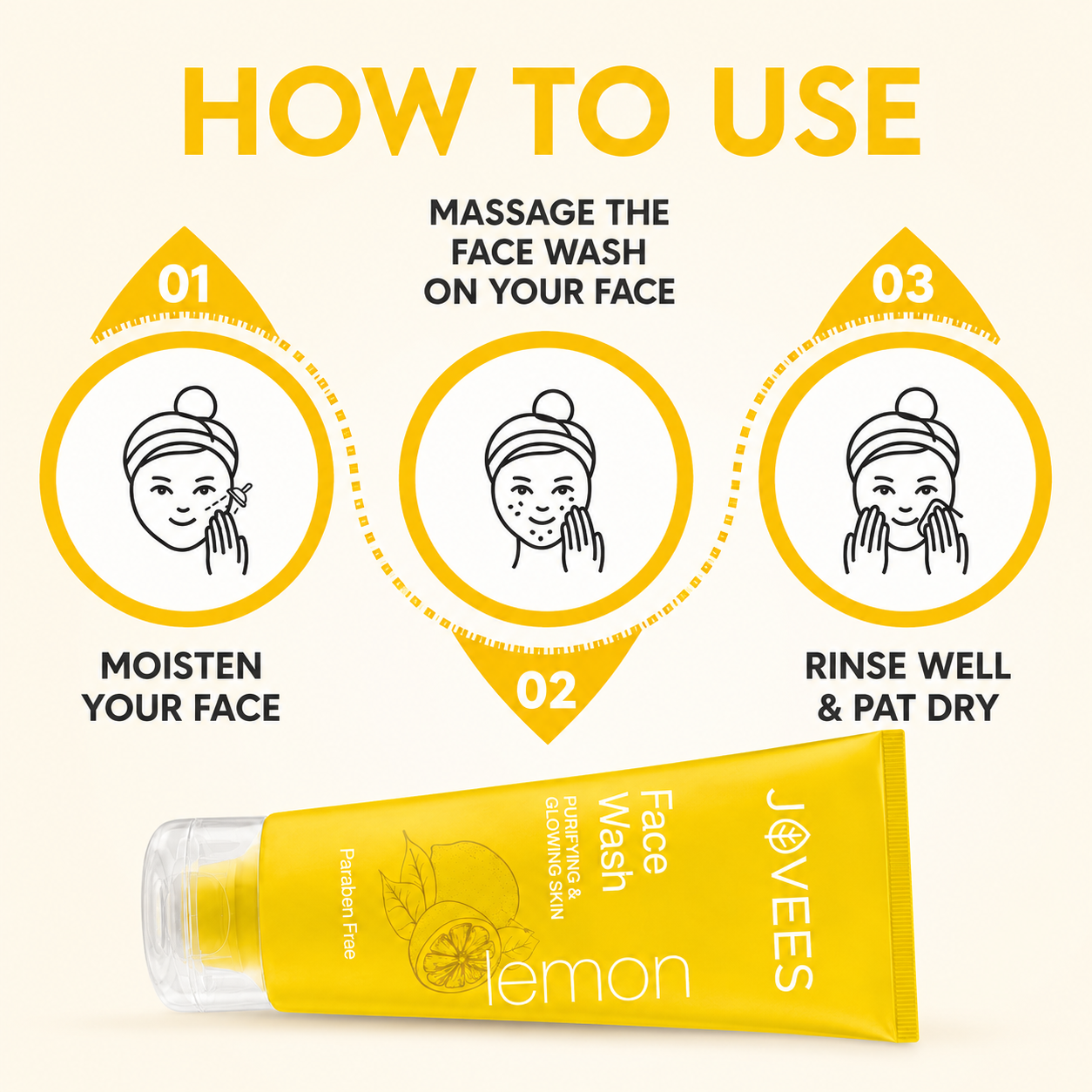 Face Wash- JOVEES Herbal's Paraben Free LEMON Face Wash for Purifying & Glowing Skin - 50ml
