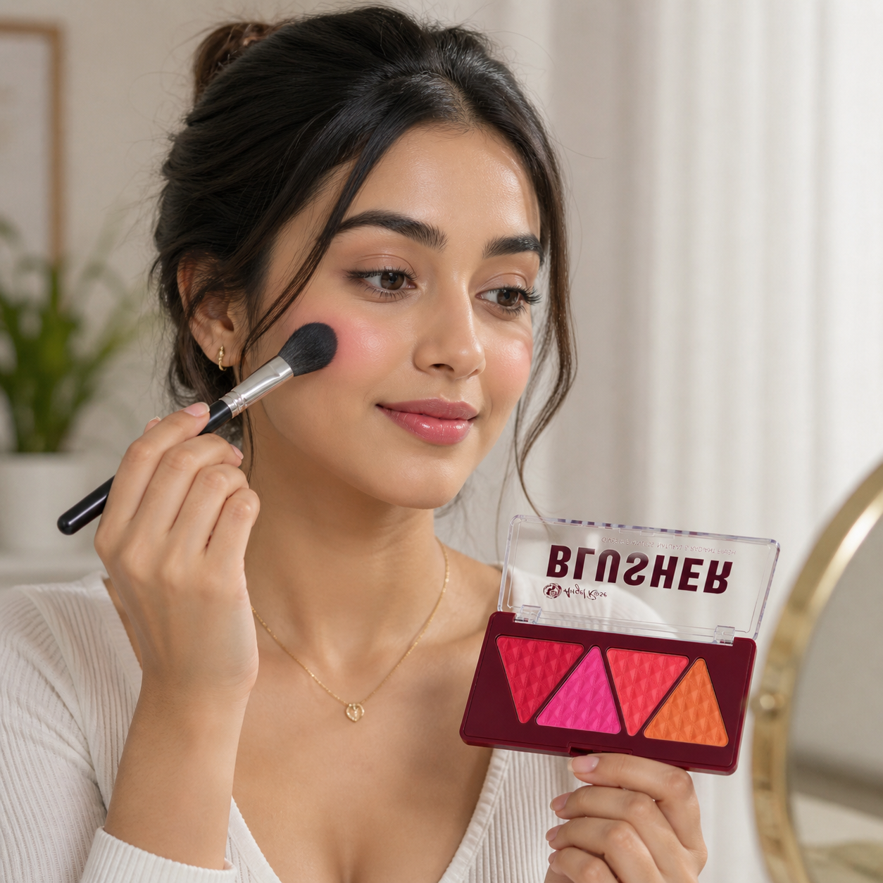 Makeup Blusher- Angel Rose 4-Coloured Blusher, which gives your makeup a Flawless, Natural & Radiant Finish - 5.2gm