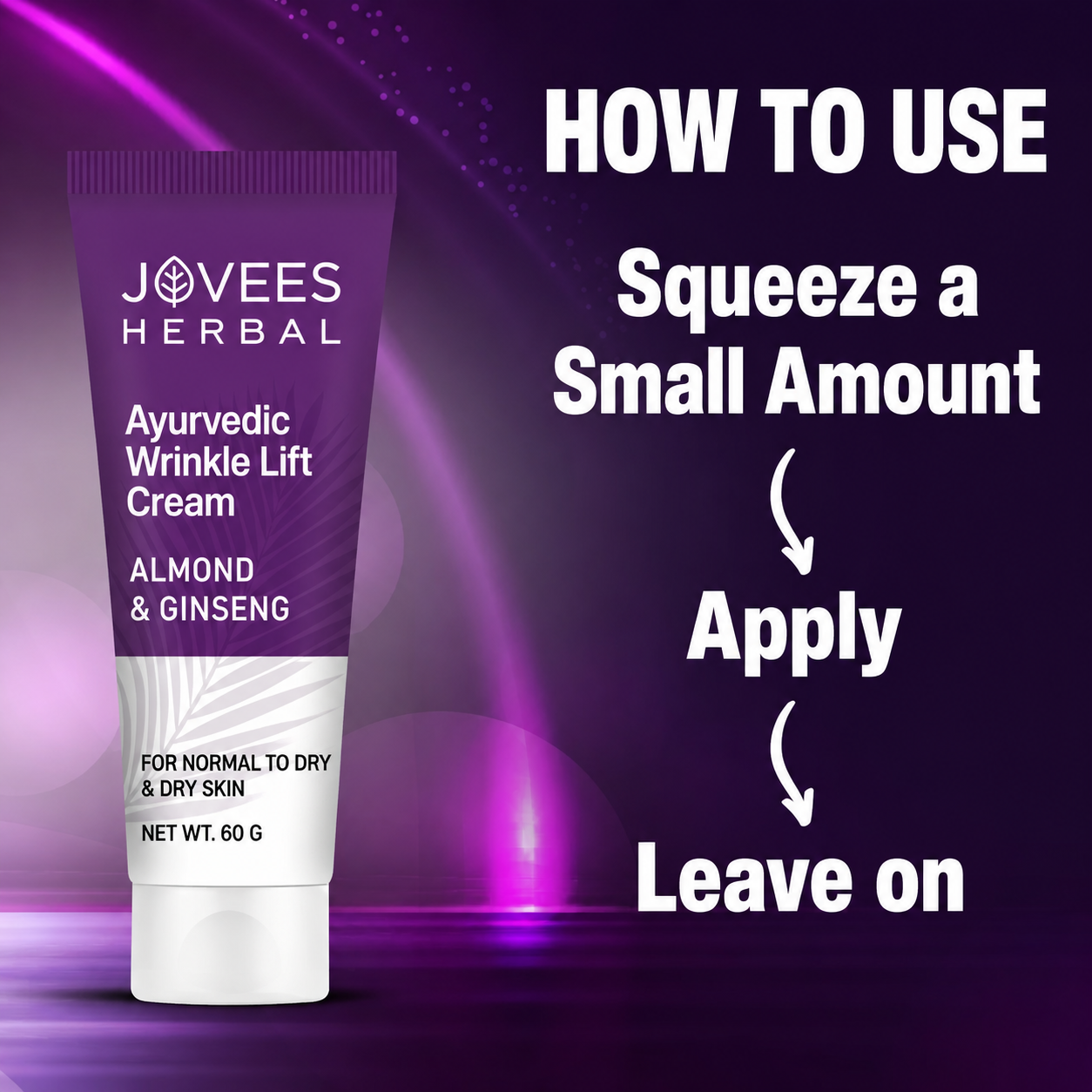 Face Treatment Cream- JOVEES Herbal's Ayurvedic Wrinkle Lift Cream enriched with Almond & Ginseng which Reduces the Wrinkles and is suitable for Normal to Dry Skin - 60gm