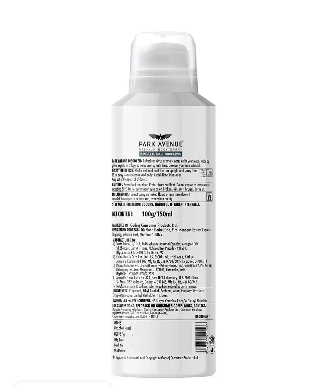Perfumes & Deodorants- PARK AVENUE Signature Collection Discover Premium Body Spray with Layered Notes 150ml