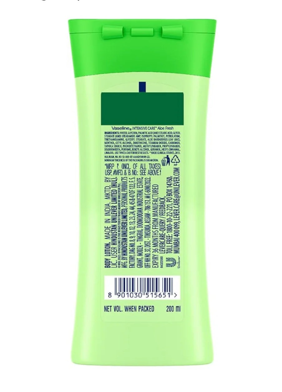 Lotions & Moisturizers- Vaseline Intensive Care Aloe Fresh 24 Hours Long Lasting Serum Moisturizing Body Lotion 200ml