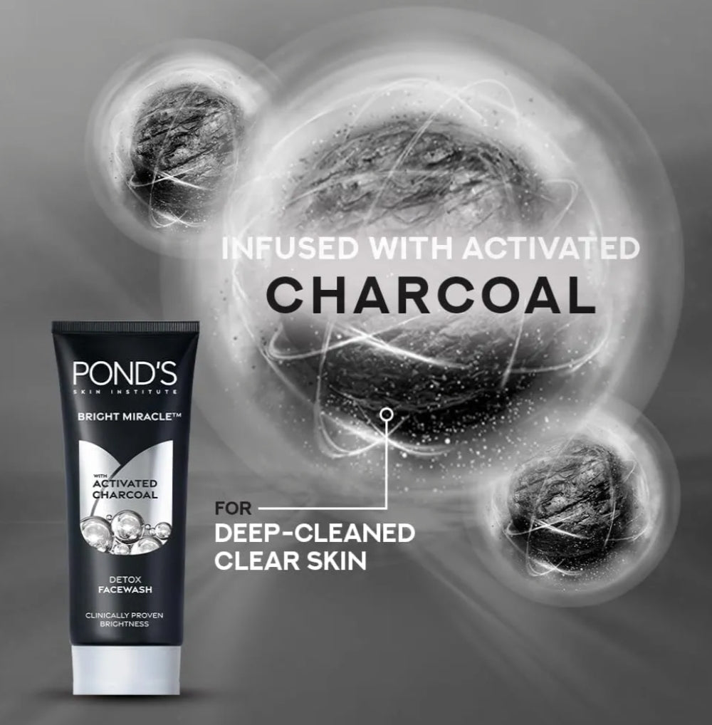 Face Wash- POND'S Bright Miracle with Activated Charcoal Detox Face Wash 50gm