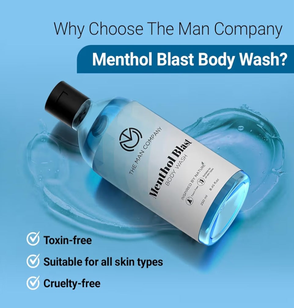 Body Wash & Shower Gel- The Man Company's Menthol Blast Body Wash for Refreshed and Cool Feelings- 250ml
