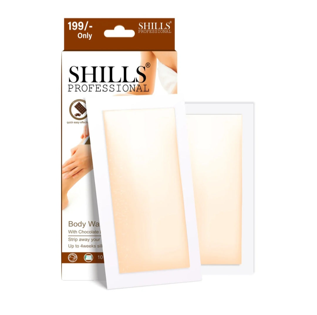 Wax Strips- SHILLS Professional's Ready to Use Wax Strips with Chocolate Extracts for 4 weeks Silky Smoothness - Pack of 10x2 Strips & 2 Finish Wipes