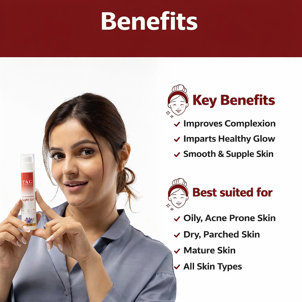 Brightening & Glowing Cream- T.A.C Ayurveda's 10% Kumkumadi Day Cream for Youthful & Radiant Glow with SPF-20 which Moisturizes the Skin while Protecting it from the Sun and Suitable to All Skin Types - 50gm