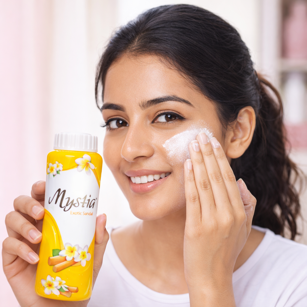 Face & Body Powder- Mystia Exotic Sandal Perfumed Talc - 50gm