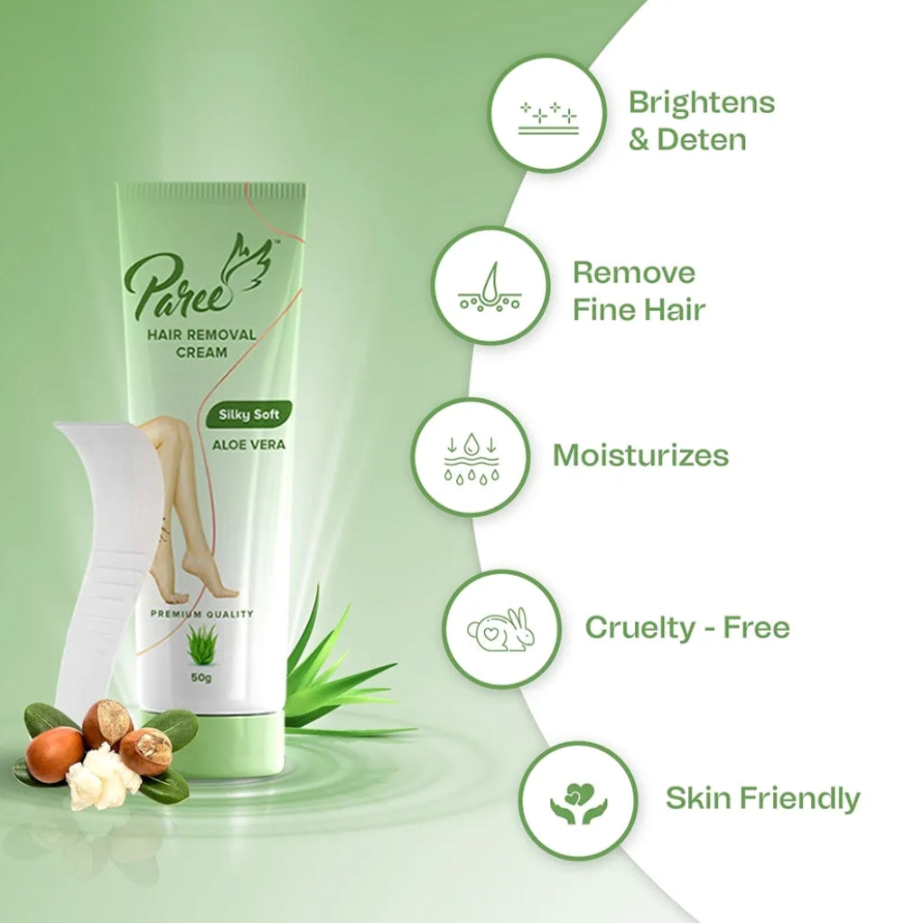 Hair Removal- Paree Premium Quality Silky Soft Hair Removal Cream with Aloe Vera suitable for all skin types 50gm