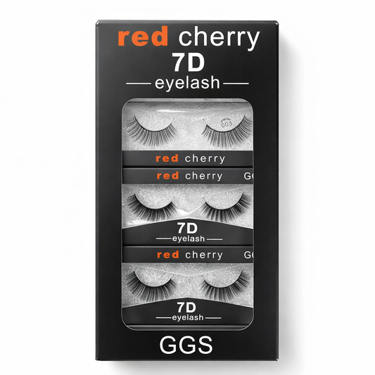Makeup False Eyelashes- Red Cherry 7D False Eyelashes - Set of 10 Pairs