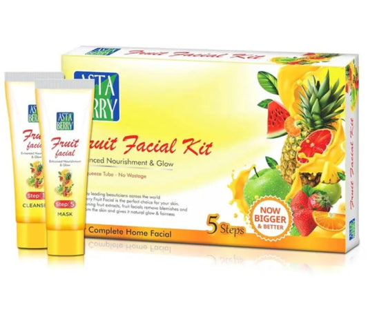 Facial Kit- Asta Berry 5 Steps (1. Cleanser,  2. Scrub, 3. Gel, 4. Creme and 5. Mask) FRUIT Facial Kit for Deep Nourishment & Care 100ml