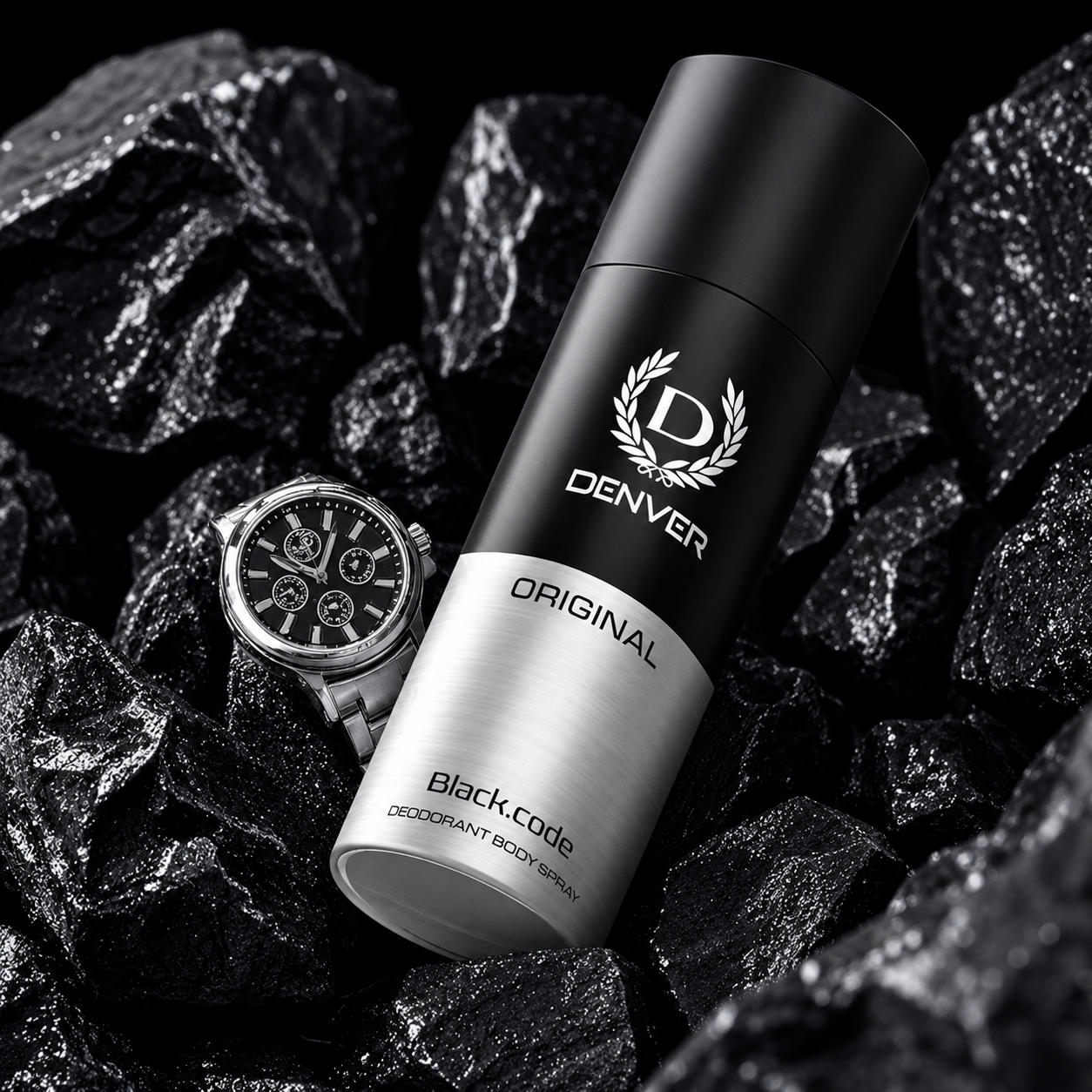 Perfumes & Deodorants- DENVER Black.code ORIGINAL Masculine Fragrance Long-Lasting Deodorant Body Spray - 150ml