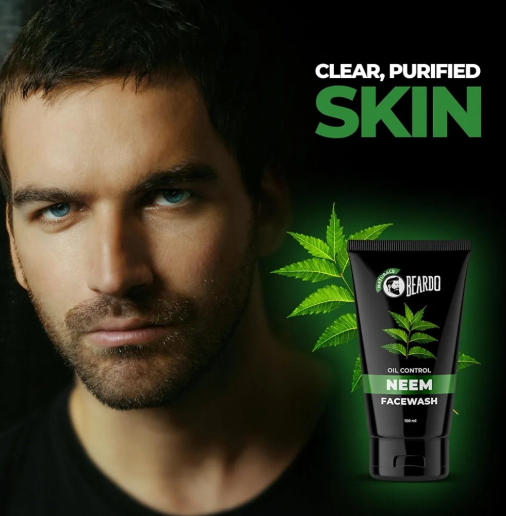 Face Wash- BEARDO Purifying Neem Oil Control Face Wash which Fights from Acne & Pimples, Soothes & Heals your Skin and gives you a Glowing Skin 100ml