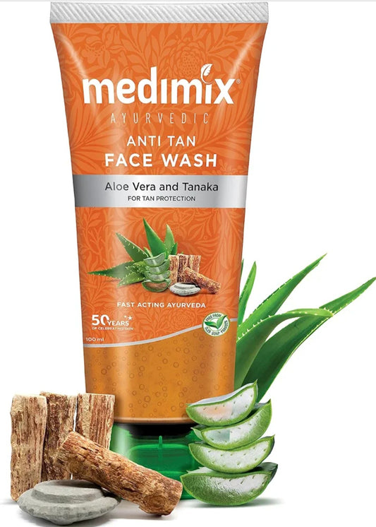 Face Wash- Medimix Ayurvedic Anti-Tan Face Wash with Aloe Vera and Tanaka for TAN Protection 100ml