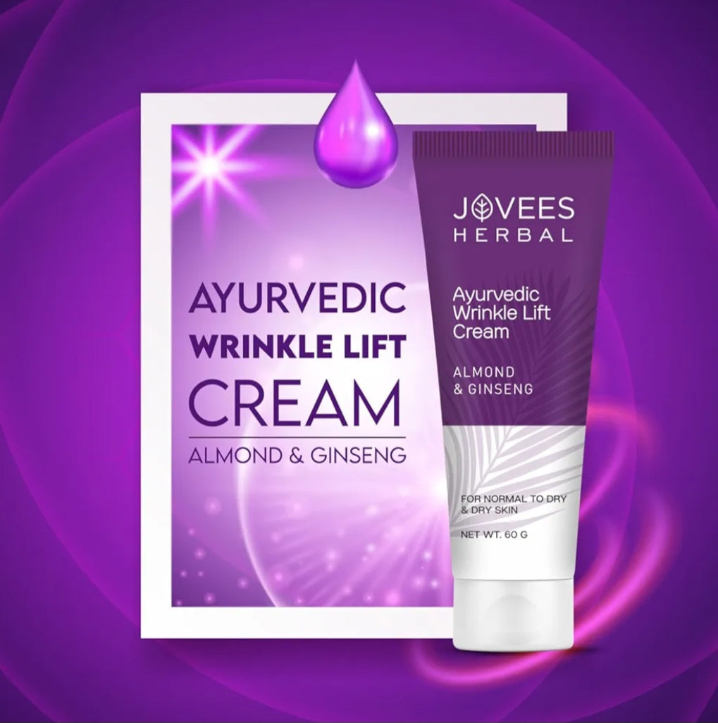 Face Treatment Cream- JOVEES Herbal's Ayurvedic Wrinkle Lift Cream enriched with Almond & Ginseng which Reduces the Wrinkles and is suitable for Normal to Dry Skin - 60gm